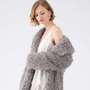 NWT Chicwish Faux Fur Longline Coat in Grey